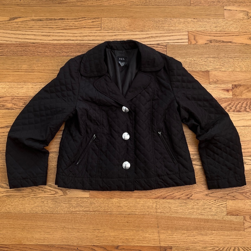 Y2K Black Quilted Silver Button Up Jacket